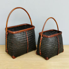Load image into Gallery viewer, Bamboo basket "Flower arrangement" (L)(Black)