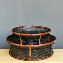 Load image into Gallery viewer, Bamboo basket "Drum basket" (Black/Brown)(L)