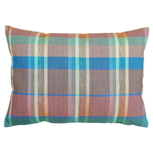 Cushion cover "Cotton" (Turquoise/Check)(lumbar)