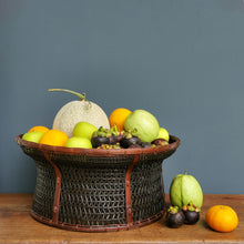 Load image into Gallery viewer, Bamboo basket "Drum basket" (Black/Brown)(S)