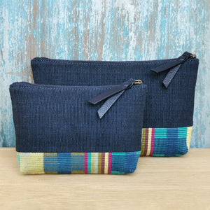 Accessory bags (Navy/Tropical check)(Set of 2)(L&S)