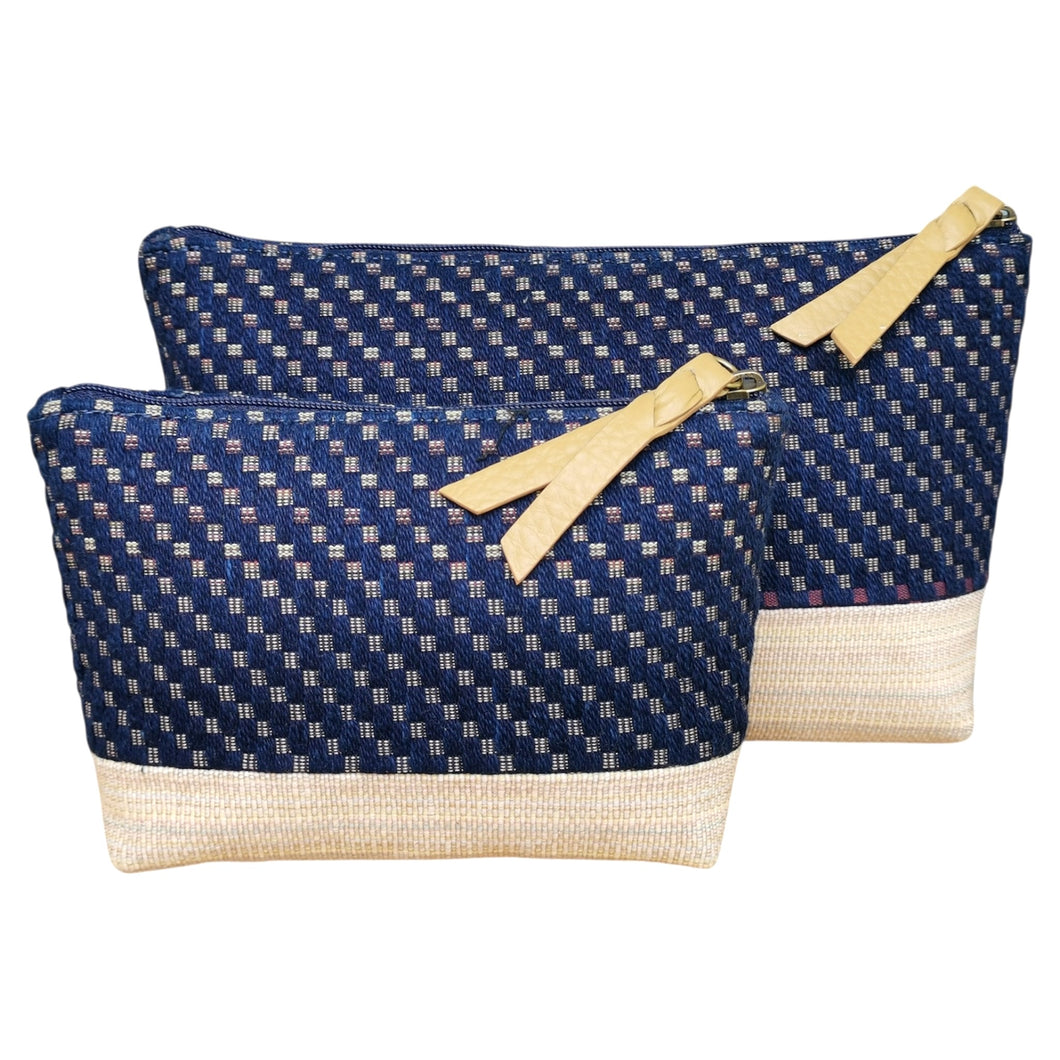 Accessory bags (Basket weave/Navy)(Set of 2)(L&S)