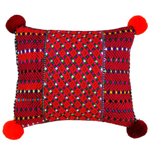 Cushion cover "Karen pompom" (Red/Black)