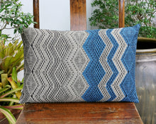 Load image into Gallery viewer, Cushion cover "Lao Naga" (Beige/Blue)(lumbar)
