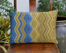 Load image into Gallery viewer, Cushion cover "Lao Naga" (Light blue/Marigold)(lumbar)
