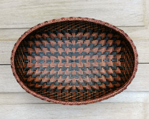 Bamboo basket "Oval fruit bowl" (Pattern/Dark Brown)(S)