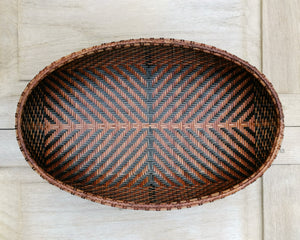 Bamboo basket "Oval fruit bowl" (Brown/Dark brown)(M)