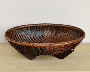 Bamboo basket "Oval fruit bowl" (Pattern/Quarters)(M)