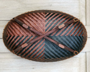 Bamboo basket "Oval fruit bowl" (Pattern/Quarters)(M)