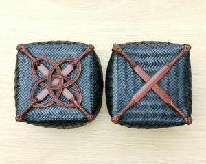 Bamboo basket "Shan" (S)(Black/Brown)