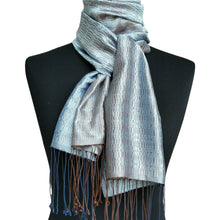 Load image into Gallery viewer, Silk scarf (Silver/Blue)
