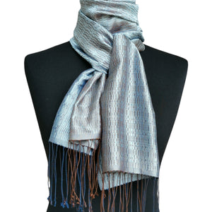 Silk scarf (Silver/Blue)