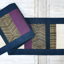 Load image into Gallery viewer, Table runner (Blue/Raw hemp)
