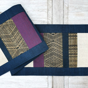 Table runner (Blue/Raw hemp)