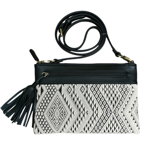 Shoulder-strap bag with tassel "Lao Naga" (White/Black)