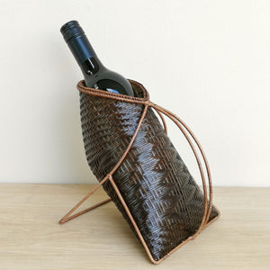 Wine holder basket (Dark brown/Zigzag)