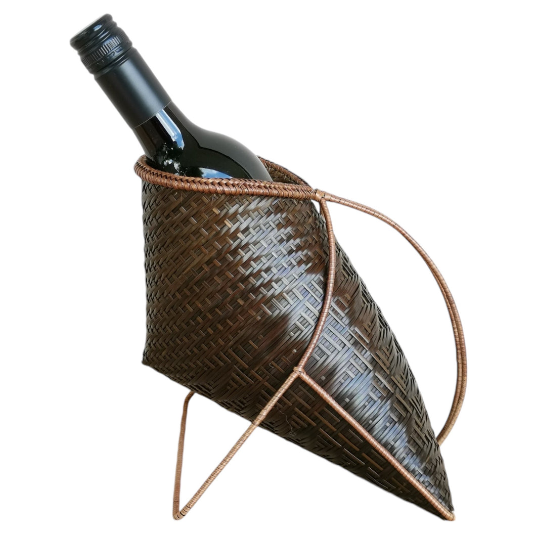 Wine holder basket (Dark brown/Zigzag)